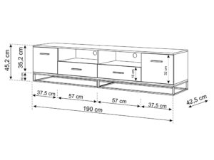 Miniaturka 2 - Szafka RTV z szufladami Arsavio 190 cm dąb palony grafit – zdjęcie 3