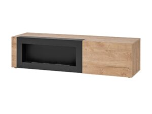 Miniaturka 5 - Szafka RTV z biokominkiem Arvanto 160 cm dąb Ribbeck czarna