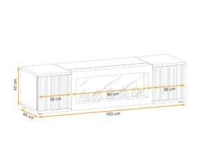 Miniaturka 3 - Szafka RTV z biokominkiem Raventino 160 cm Hickory Jackson czarny – zdjęcie 4