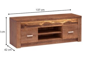 Miniaturka 3 - Szafka RTV Brenza – rysunek wymiarów 137 cm szerokości, 53 cm wysokości i 42 cm głębokości