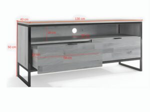 Miniaturka 3 - Szafka RTV dębowa Kongaro 130 cm dąb i czarny – zdjęcie 4