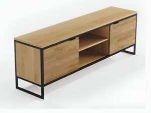 Miniaturka 8 - Szafka RTV dębowa Kongaro 170 cm dąb i czarny – zdjęcie 9