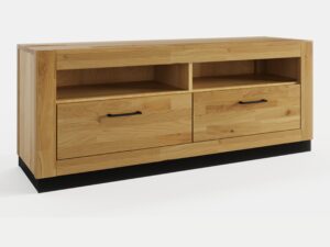 Miniaturka 1 - Szafka RTV dębowa Renvano 140 cm dąb i czarny