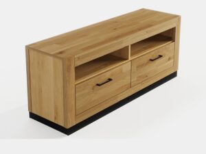 Miniaturka 7 - Szafka RTV dębowa Renvano 140 cm dąb i czarny – zdjęcie 7