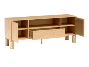 Miniaturka 2 - Szafka RTV Dunvelo 160 cm z otwartymi drzwiczkami i wysuniętą szufladą