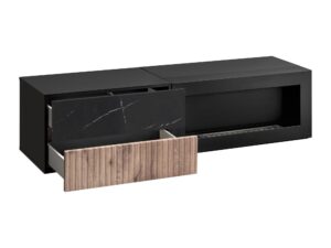 Miniaturka 1 - Szafka RTV z biokominkiem Edorino 160 cm dąb Vicking czarny marmur – zdjęcie 2