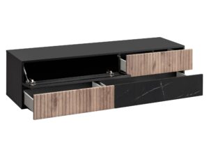 Miniaturka 1 - Szafka RTV z 3 szufladami Edorino 160 cm dąb Vicking czarny marmur – zdjęcie 2