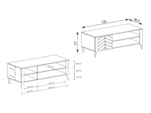 Miniaturka 6 - Szafka RTV Fenita schemat 135 na 40,5 na 57 cm, schowek i otwarta wnęka