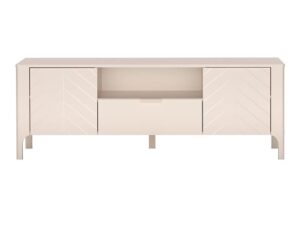 Miniaturka 5 - Szafka RTV Fenita kaszmir, widok od przodu z otwartą wnęką na sprzęt