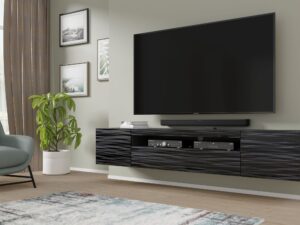 Miniaturka 5 - Szafka RTV Kismet Sahara 200 cm czarny mat z frontami 3D – zdjęcie 6