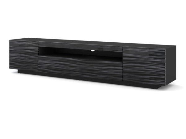 Szafka RTV Kismet Sahara 200 cm czarny mat z frontami 3D