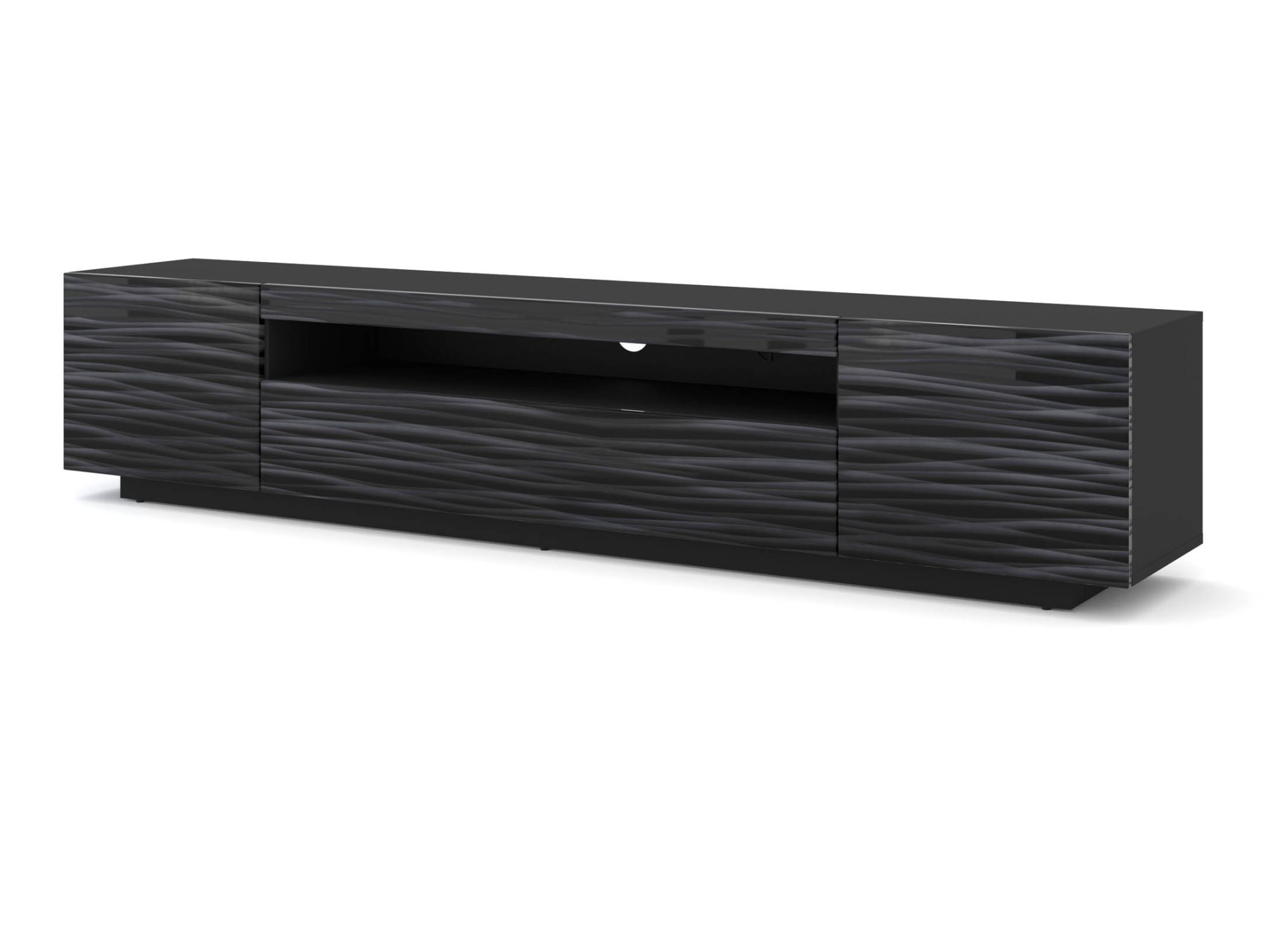 Szafka RTV Kismet Sahara 200 cm — czarny front 3D
