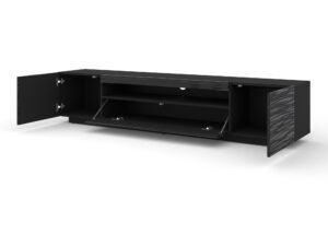 Miniaturka 1 - Szafka RTV Kismet Sahara 200 cm czarny mat z frontami 3D – zdjęcie 2