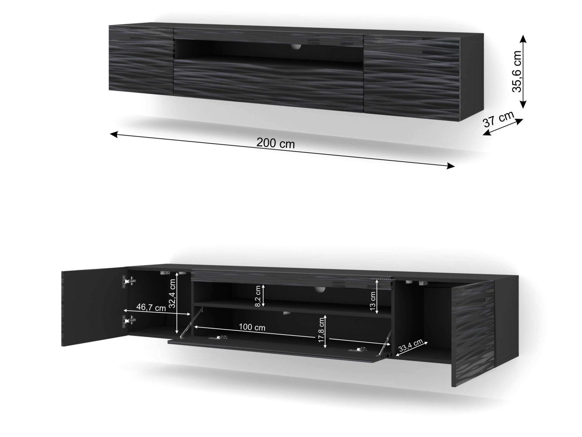 Szafka RTV Kismet Sahara 200 cm — wymiary