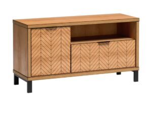 Miniaturka 1 - Szafka RTV Lavinia 118 cm dąb karmel – ujęcie na czarnych nogach