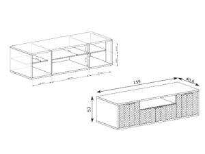 Miniaturka 3 - Szafka RTV Lavinia na rysunku technicznym z wymiarami