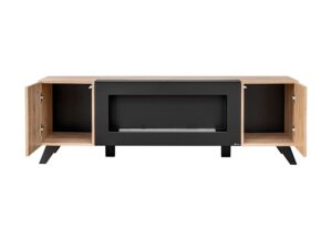 Miniaturka 1 - Szafka RTV z biokominkiem Lioren 160 cm Hickory Jackson czarna – zdjęcie 2