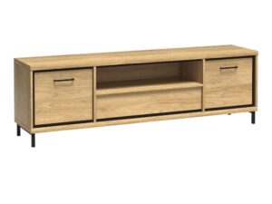 Miniaturka 2 - Szafka RTV Lorenza Hikora z laminowanymi frontami i czarnymi metalowymi nogami
