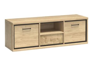Miniaturka 9 - Szafka RTV Lorenza Hikora, front z deski dębowej, cokół bez LED