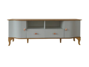 Miniaturka 2 - Szafka RTV Madera DR01 w kolorze szarym 7035 na białym tle – widok z przodu