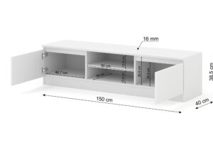 Miniaturka 2 - Szafka RTV z 2 drzwiami Malvero 150 cm biały mat, kaszmir, dąb cremona – zdjęcie 3