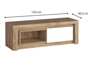 Miniaturka 2 - Szafka RTV Nalvio 124 cm z zaznaczoną szerokością i głębokością