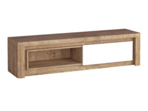 Miniaturka 1 - Szafka RTV Nalvio 162 cm ribbeck i biały połysk z wyłączonym LED