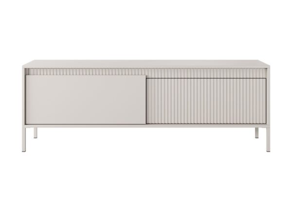 Szafka RTV Ombrino 153 cm beżowa – front i dwie klapy na białym tle