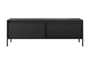 Miniaturka 2 - Szafka RTV Ombrino 153 cm czarna – widok frontowy na białym tle