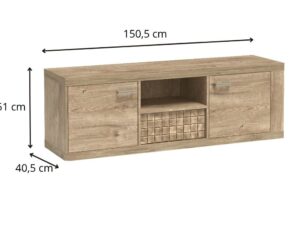 Miniaturka 3 - Szafka RTV Pestano 150,5 cm z oznaczoną szerokością, głębokością i wysokością