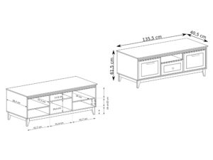Miniaturka 3 - Szafka RTV Rocella 135,5 × 40,5 × 61,5 cm – schemat