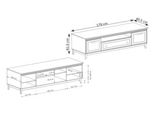 Miniaturka 3 - Szafka RTV Rocella 179 × 40,5 × 61,5 cm – schemat