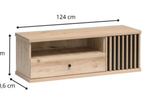Miniaturka 2 - Szafka RTV Sorenta Dąb Artisan, detal bryły z szufladą i szafką