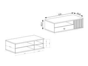 Miniaturka 6 - Szafka RTV Sorenta 124 cm, rysunek techniczny wymiarów