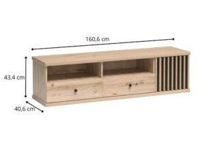 Miniaturka 3 - Szafka RTV Sorenta dąb Artisan, wymiary 160,6 na 40,6 na 43,4 cm