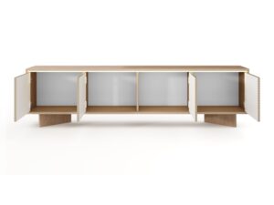 Miniaturka 1 - Szafka RTV Talvio 204 cm – otwarte fronty i przegrody