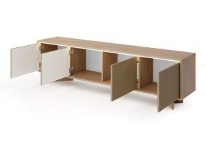 Miniaturka 3 - Szafka RTV Talvio 204 cm – otwarte schowki w widoku pod kątem