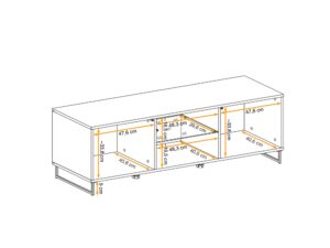 Miniaturka 2 - Szafka RTV z przeszklonym frontem LED Valmoro 150 cm Canion Wood czarna – zdjęcie 3