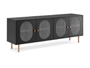 Miniaturka 6 - Szafka RTV Velura – korpus czarny, miedziane nóżki i uchwyty