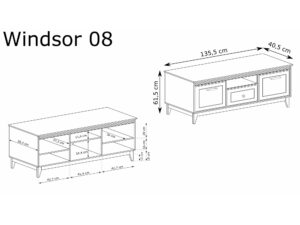 Miniaturka 5 - Szafka RTV Velvara 135,5 cm, rysunek wymiarowy