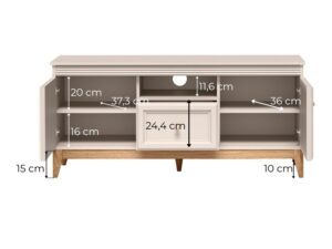 Miniaturka 4 - Szafka RTV Velvara 135,5 cm, schemat wymiarów wnętrza