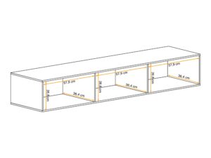 Miniaturka 5 - Szafka RTV Kelmoro 180 cm – wymiary trzech komór wewnętrznych