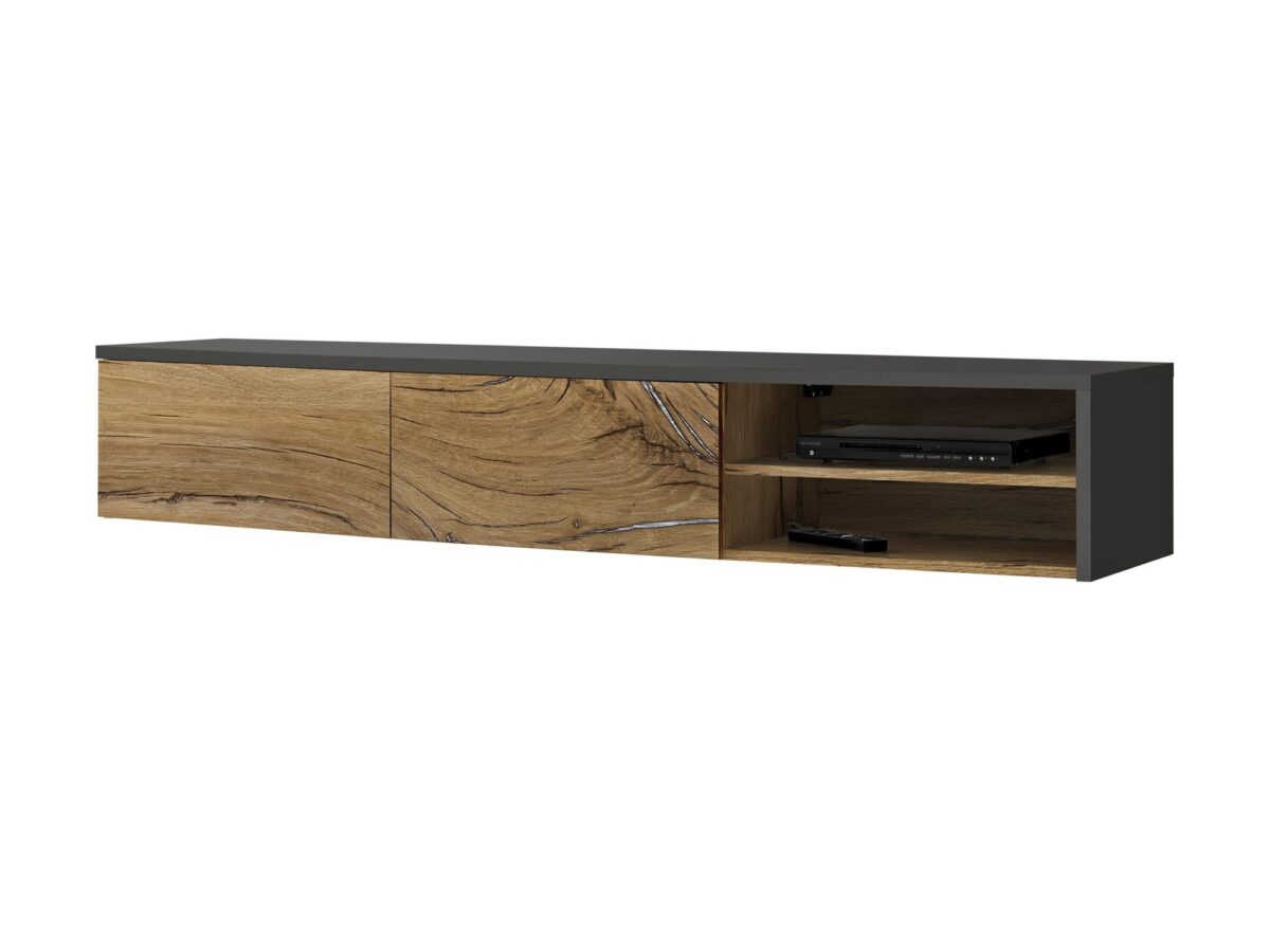 Szafka RTV wisząca Dalmoro 180 cm antracyt dąb flagstaff