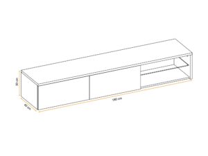 Miniaturka 3 - Długa szafka z zamkniętymi frontami i otwartymi półkami