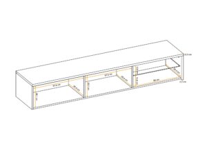 Miniaturka 2 - Biały dłuższy mebel z otwartymi półkami i wymiarami