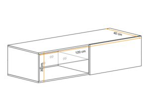 Miniaturka 2 - Szafka RTV wisząca z półką LED Kelmoro 120 cm – zdjęcie 3