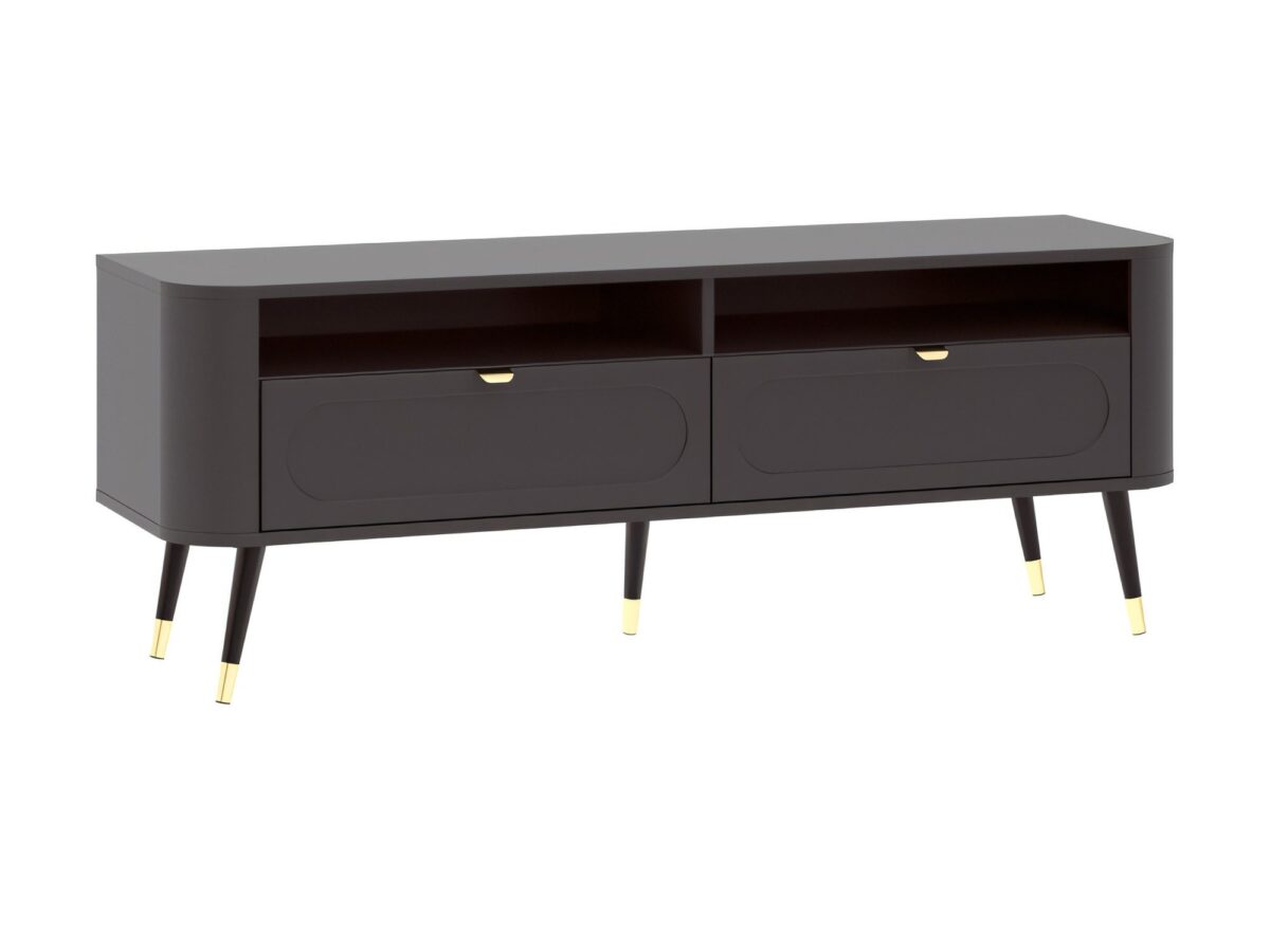 Szafka RTV z 2 szufladami i półkami Lumaro 138 cm czarna