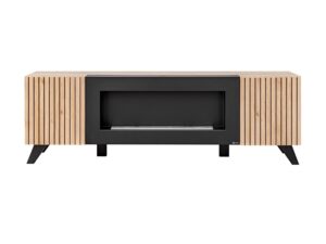 Miniaturka 5 - Szafka RTV z biokominkiem Lioren 160 cm Hickory Jackson czarna