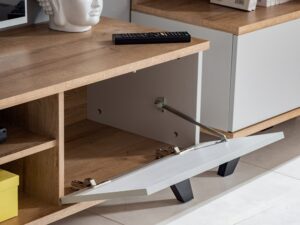 Miniaturka 3 - Szafka RTV z otwartymi wnękami Bolvano 160 cm Riviera Perla Gray – detal 3