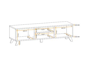 Miniaturka 4 - Wymiary – Szafka RTV z otwartymi wnękami Bolvano 160 cm Riviera Perla Gray